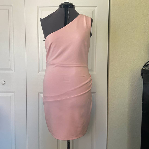 NWT Lulu's Pink What About Tonight One Shoulder Cut Out Dress, Size XL 🗣 - Picture 2 of 5